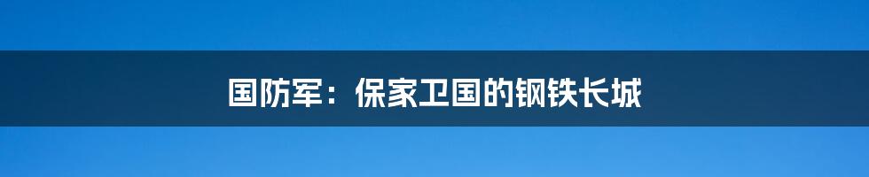 国防军:保家卫国的钢铁长城