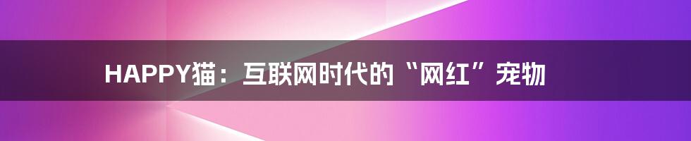 HAPPY猫:互联网时代的“网红”宠物