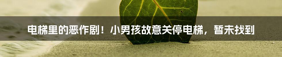 电梯里的恶作剧!小男孩故意关停电梯,暂未找到
