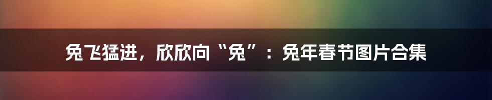 兔飞猛进,欣欣向“兔”:兔年春节图片合集