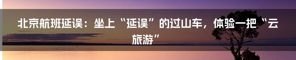 北京航班延误:坐上“延误”的过山车,体验一把“云旅游”