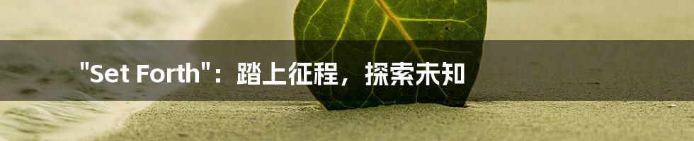 "Set Forth"：踏上征程，探索未知