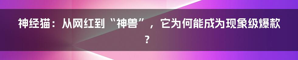 神经猫:从网红到“神兽”,它为何能成为现象级爆款?