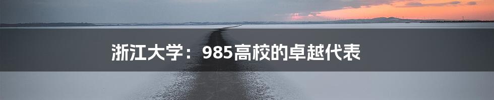 浙江大学:985高校的卓越代表
