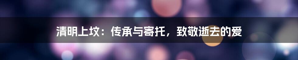 清明上坟:传承与寄托,致敬逝去的爱