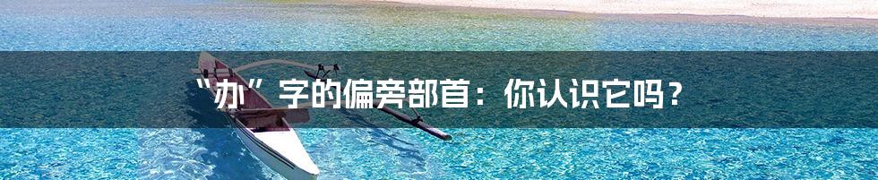 “办”字的偏旁部首:你认识它吗?