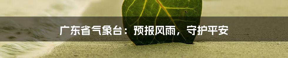 广东省气象台:预报风雨,守护平安