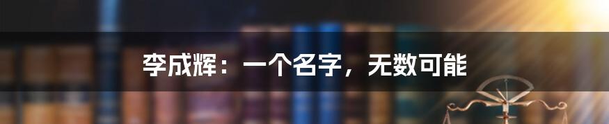 李成辉:一个名字,无数可能