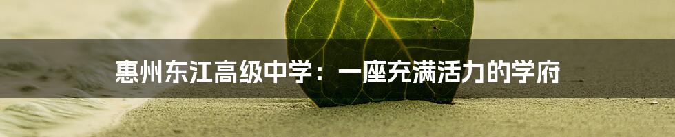 惠州东江高级中学:一座充满活力的学府