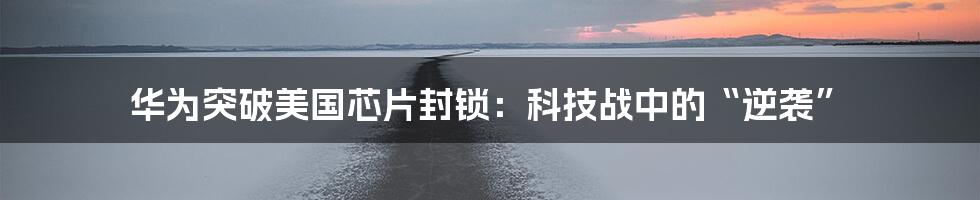 华为突破美国芯片封锁:科技战中的“逆袭”