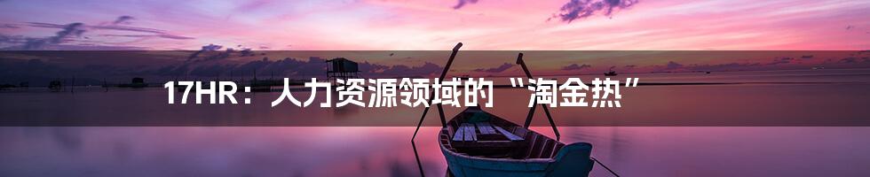 17HR:人力资源领域的“淘金热”