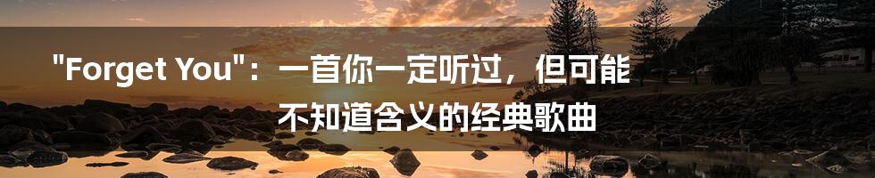 "Forget You":一首你一定听过,但可能不知道含义的经典歌曲