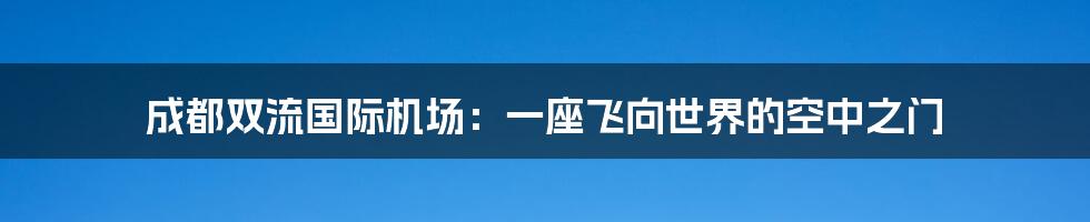 成都双流国际机场:一座飞向世界的空中之门