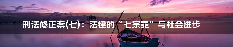 刑法修正案(七):法律的“七宗罪”与社会进步