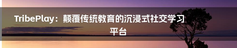 TribePlay：颠覆传统教育的沉浸式社交学习平台