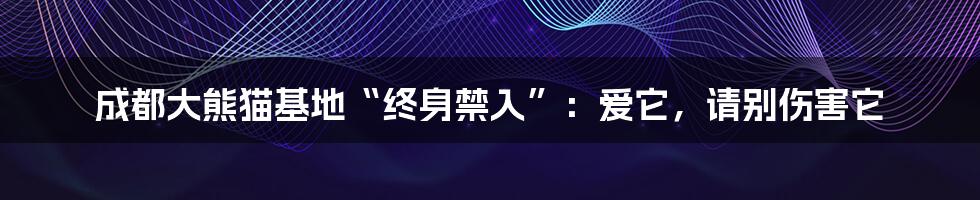 成都大熊猫基地“终身禁入”:爱它,请别伤害它