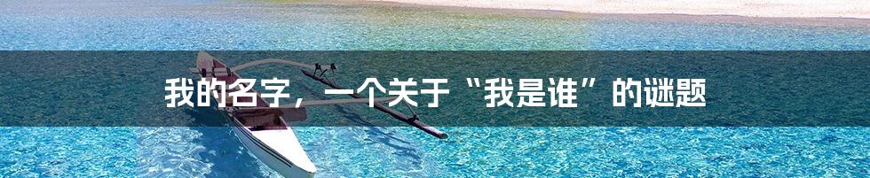 我的名字,一个关于“我是谁”的谜题