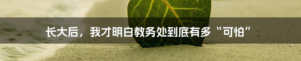 长大后,我才明白教务处到底有多“可怕”