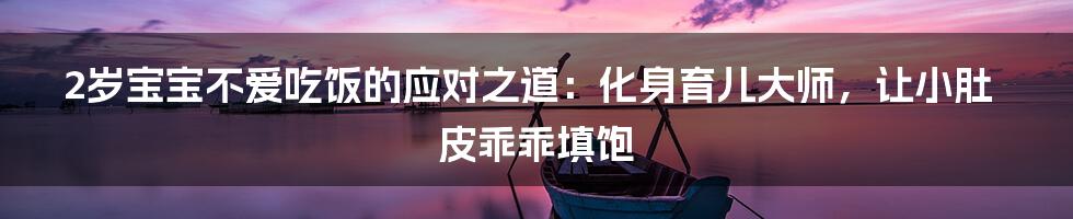 2岁宝宝不爱吃饭的应对之道:化身育儿大师,让小肚皮乖乖填饱