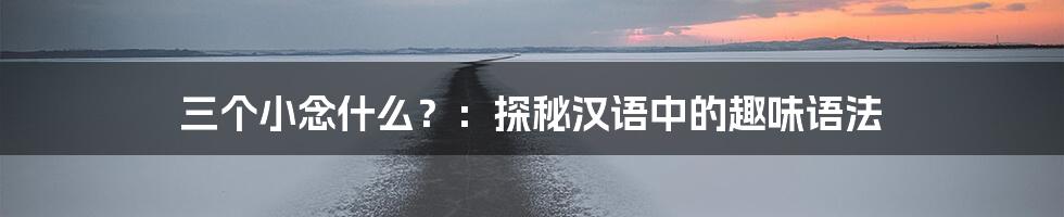 三个小念什么?:探秘汉语中的趣味语法