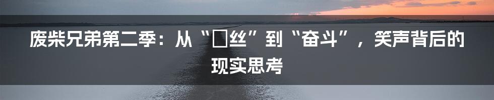 废柴兄弟第二季:从“屌丝”到“奋斗”,笑声背后的现实思考