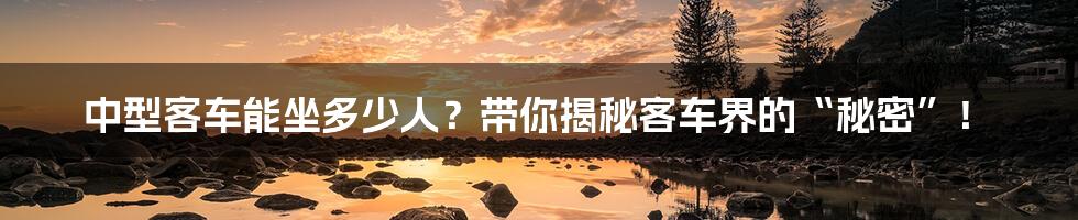 中型客车能坐多少人?带你揭秘客车界的“秘密”!