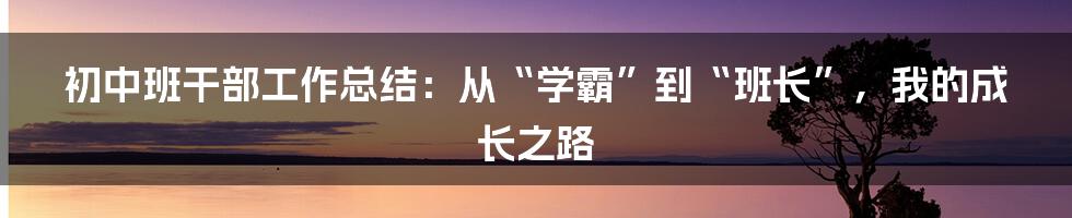 初中班干部工作总结:从“学霸”到“班长”,我的成长之路