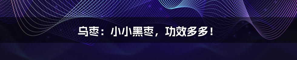 乌枣:小小黑枣,功效多多!