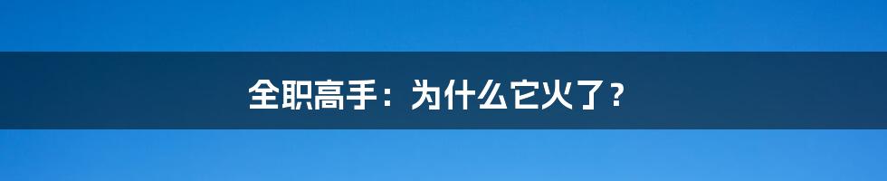 全职高手：为什么它火了？