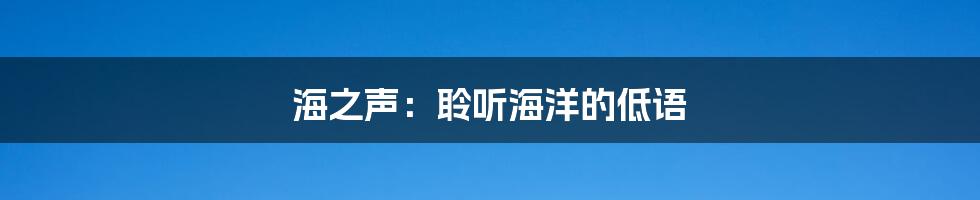 海之声:聆听海洋的低语