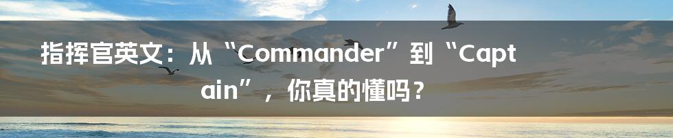 指挥官英文：从“Commander”到“Captain”，你真的懂吗？