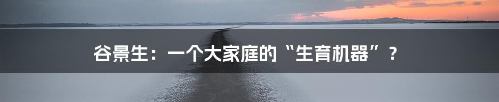 谷景生:一个大家庭的“生育机器”?