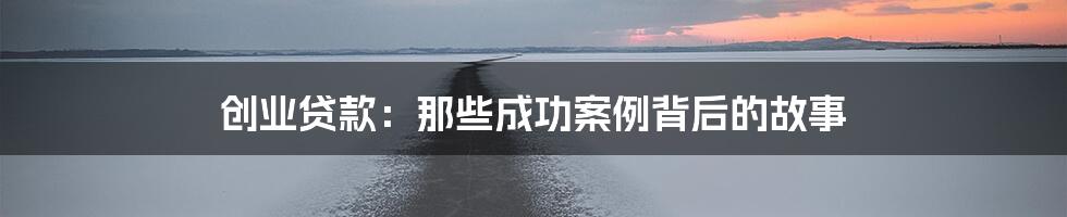 创业贷款:那些成功案例背后的故事