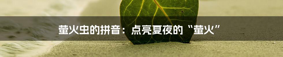 萤火虫的拼音：点亮夏夜的“萤火”