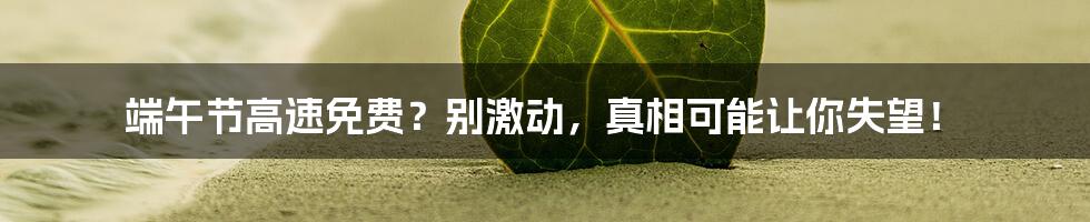 端午节高速免费?别激动,真相可能让你失望!