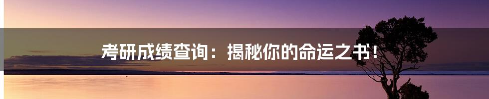 考研成绩查询:揭秘你的命运之书!