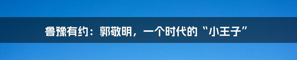 鲁豫有约:郭敬明,一个时代的“小王子”