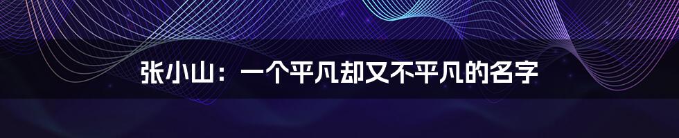 张小山:一个平凡却又不平凡的名字