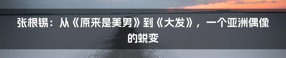 张根锡：从《原来是美男》到《大发》，一个亚洲偶像的蜕变