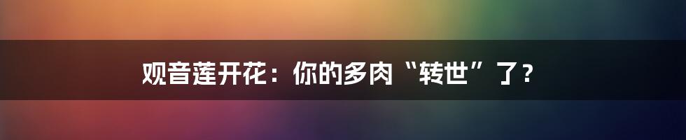 观音莲开花:你的多肉“转世”了?