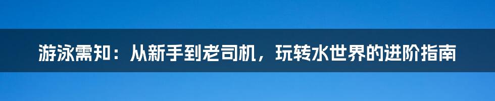 游泳需知:从新手到老司机,玩转水世界的进阶指南