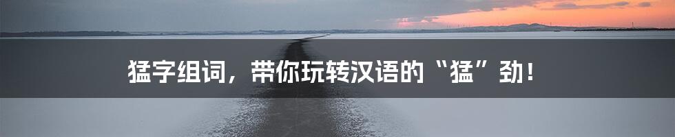 猛字组词，带你玩转汉语的“猛”劲！