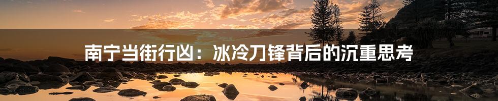 南宁当街行凶:冰冷刀锋背后的沉重思考