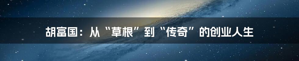 胡富国：从“草根”到“传奇”的创业人生