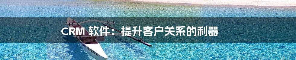 CRM 软件:提升客户关系的利器