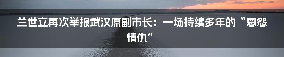 兰世立再次举报武汉原副市长:一场持续多年的“恩怨情仇”