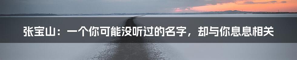 张宝山:一个你可能没听过的名字,却与你息息相关