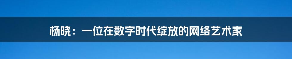 杨晓:一位在数字时代绽放的网络艺术家