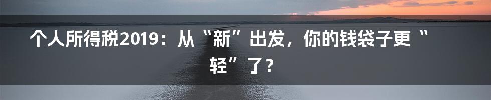 个人所得税2019:从“新”出发,你的钱袋子更“轻”了?