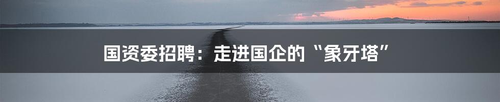 国资委招聘:走进国企的“象牙塔”